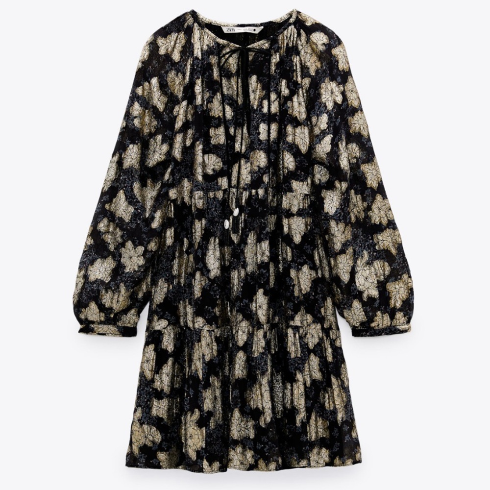 Zara Voluminous Printed Dress Size M